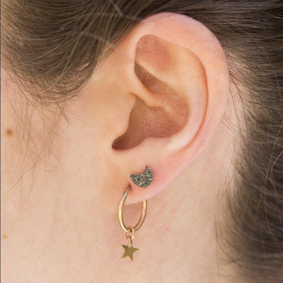 Gold Crystal Moon & Stars Hoop Earring 2pc Set - Picture 5 of 6